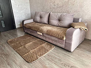 Набір накидок на диван дивандеки комплект, покривало на диван велюрове щільне Рожевий