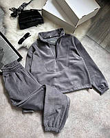 Жіночий костюм оверсайз із двостороннього флісу (кофта на затяжках + штани)