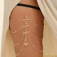 Багатошаровий регульований еластичний ланцюжок для ніг стегна бодічейн з мереживом та пензликами для стегон ноги 40-80см Bohemia