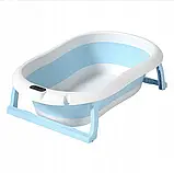 Складна дитяча ванночка для купання Axel з термометром і подушкою силіконова компактна з підставкою, фото 7