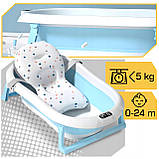 Складна дитяча ванночка для купання Axel з термометром і подушкою силіконова компактна з підставкою, фото 5