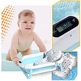 Складна дитяча ванночка для купання Axel з термометром і подушкою силіконова компактна з підставкою, фото 2
