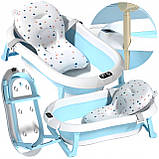 Складна дитяча ванночка для купання Axel з термометром і подушкою силіконова компактна з підставкою, фото 9