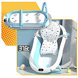 Складна дитяча ванночка для купання Axel з термометром і подушкою силіконова компактна з підставкою, фото 4