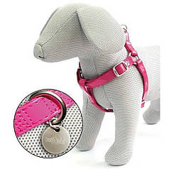 CROCI GLOSSY шлея глянцева штучна шкіра лак + нейлон рожева 36 - 60 x 1.5 см