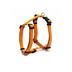 CROCI GLOSSY H шлея глянцева штучна шкіра лак + нейлон помаранчева 1.5 х 46 - 66 см