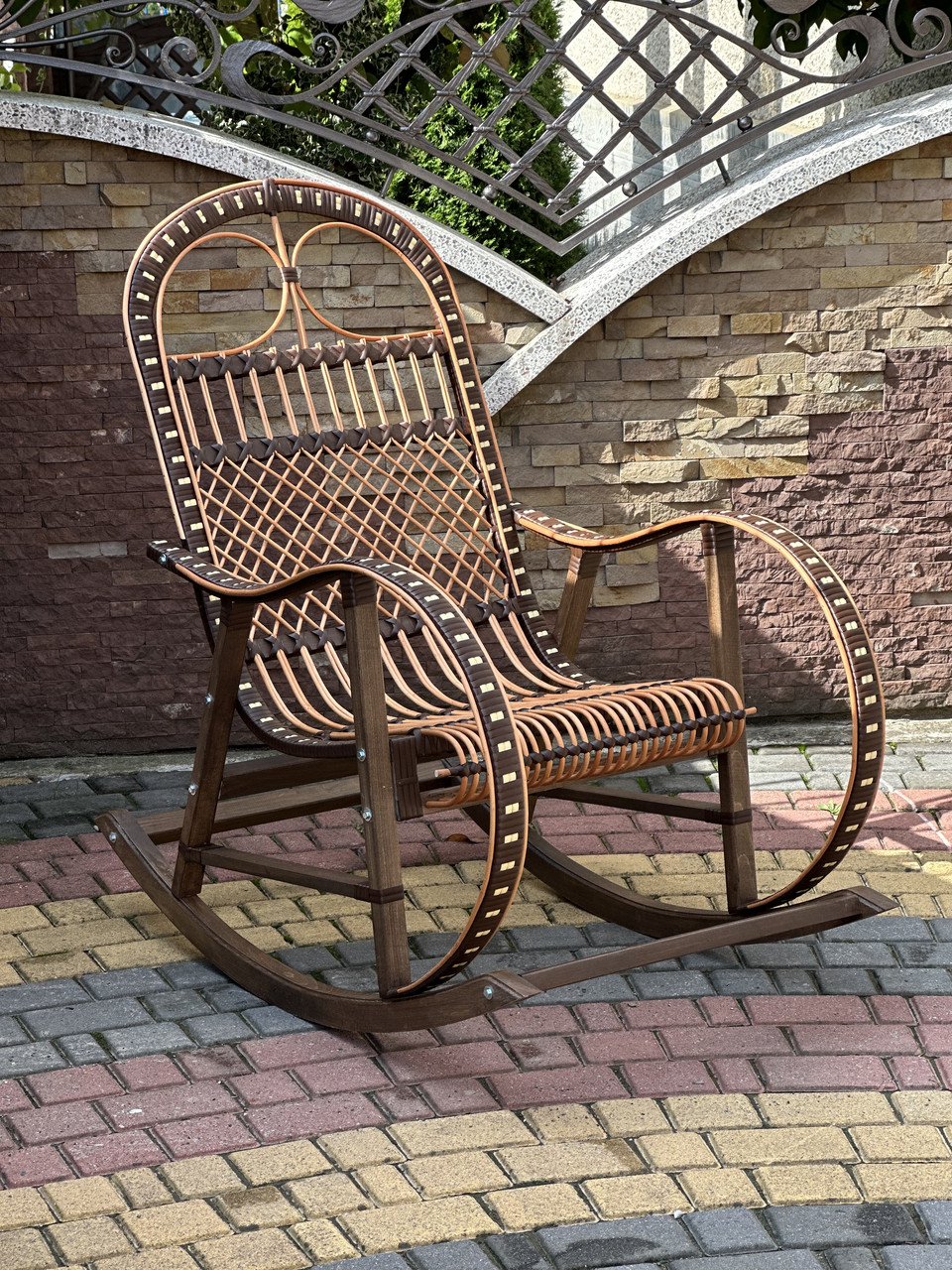 Плетена крісло гойдалка з ротангу та лози. Арт:9990, фото 1