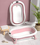 Складна дитяча ванночка для купання Axel з термометром і подушкою силіконова компактна з підставкою, фото 8