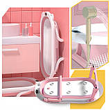 Складна дитяча ванночка для купання Axel з термометром і подушкою силіконова компактна з підставкою, фото 6