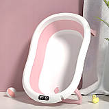Складна дитяча ванночка для купання Axel з термометром і подушкою силіконова компактна з підставкою, фото 7