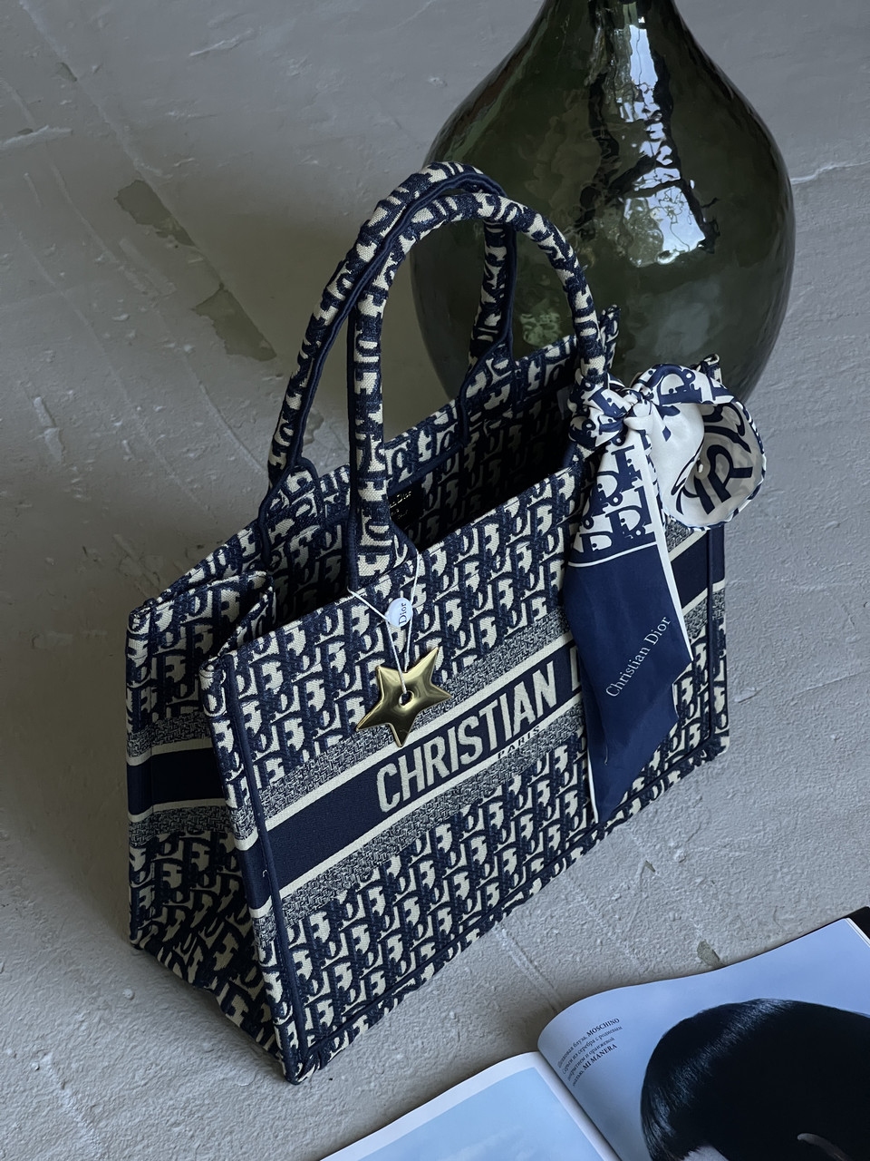 Сумка-шопер Крістіан Діор текстиль шопер Dior Large size синій, фото 1