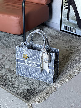 Сумка-шопер Крістіан Діор текстиль шопер Dior Large size світло-сірий