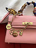 Сумка жіноча Hermes Kelly mini рожевий із хусткою крос боді Хермес, фото 3