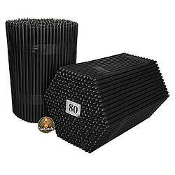 Еластичні воскові свічки чорні №80 — 2 кг (≈400 шт, висота 17.5 см), бджолиний віск