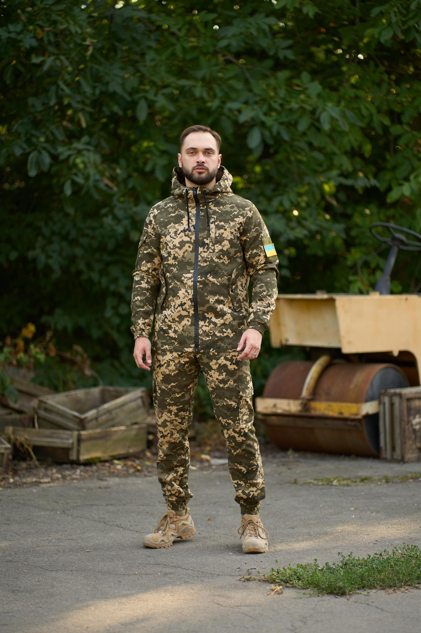 Військовий костюм піксель, куртка і штани з rip-stop тканини, тактичний одяг для ЗСУ, полювання, туризму, комплект з футболкою - фото 1 - id-p2744775998