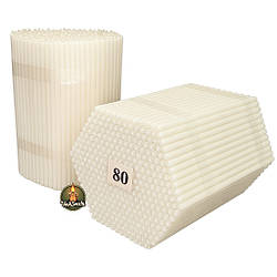 Еластичні воскові свічки білі №80 — 2 кг (≈400 шт, висота 17.5 см), бджолиний віск