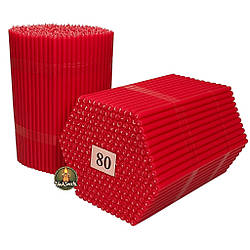 Еластичні воскові свічки червоні №80 — 2 кг (≈400 шт, висота 17.5 см), бджолиний віск