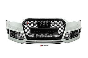 Передній бампер з чорною решіткою RS6-Style (2014–2017) для Ауди A6 C7 2011-2017 рр