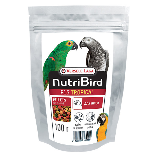 Versele-Laga NutriBird P15 Tropical ВЕРСЕЛЕ-ЛАГА НУТРІБЕРД P15 ТРОПІКАЛ повнораціонний екструдований корм для великих папуг, фото 1