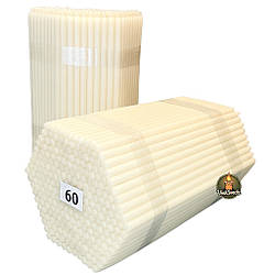 Еластичні воскові свічки білі №60 — 2 кг (≈300 шт, висота 19 см), бджолиний віск