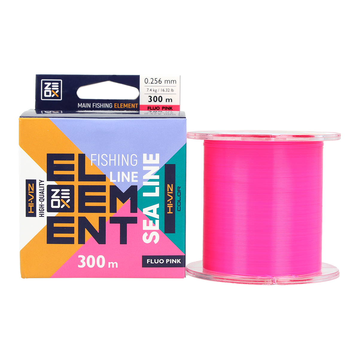 Волосінь ZEOX Hi-Viz Element Sea 300м Fluo Pink 0.285мм, фото 1