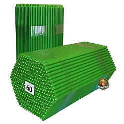 Еластичні воскові свічки зелені №60 — 2 кг (≈300 шт, висота 19 см), бджолиний віск