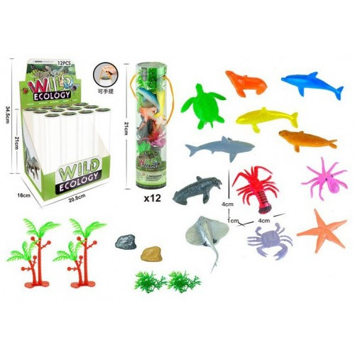 Тварини морські жителі набір 12шт. 303-303 у колбі 21 см