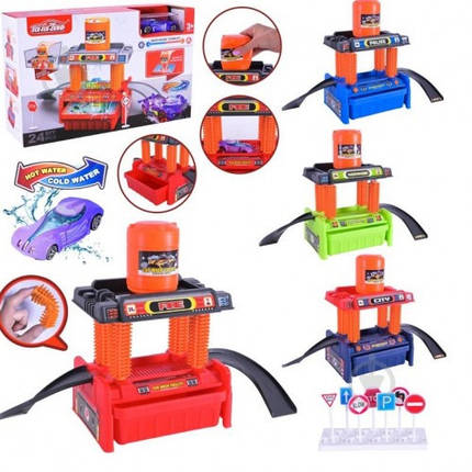 Паркінг автомийка з метал.машинкою змінює колір 660-S100/S101/S102/S103 4кол. кор.30*8.7*19см, фото 1