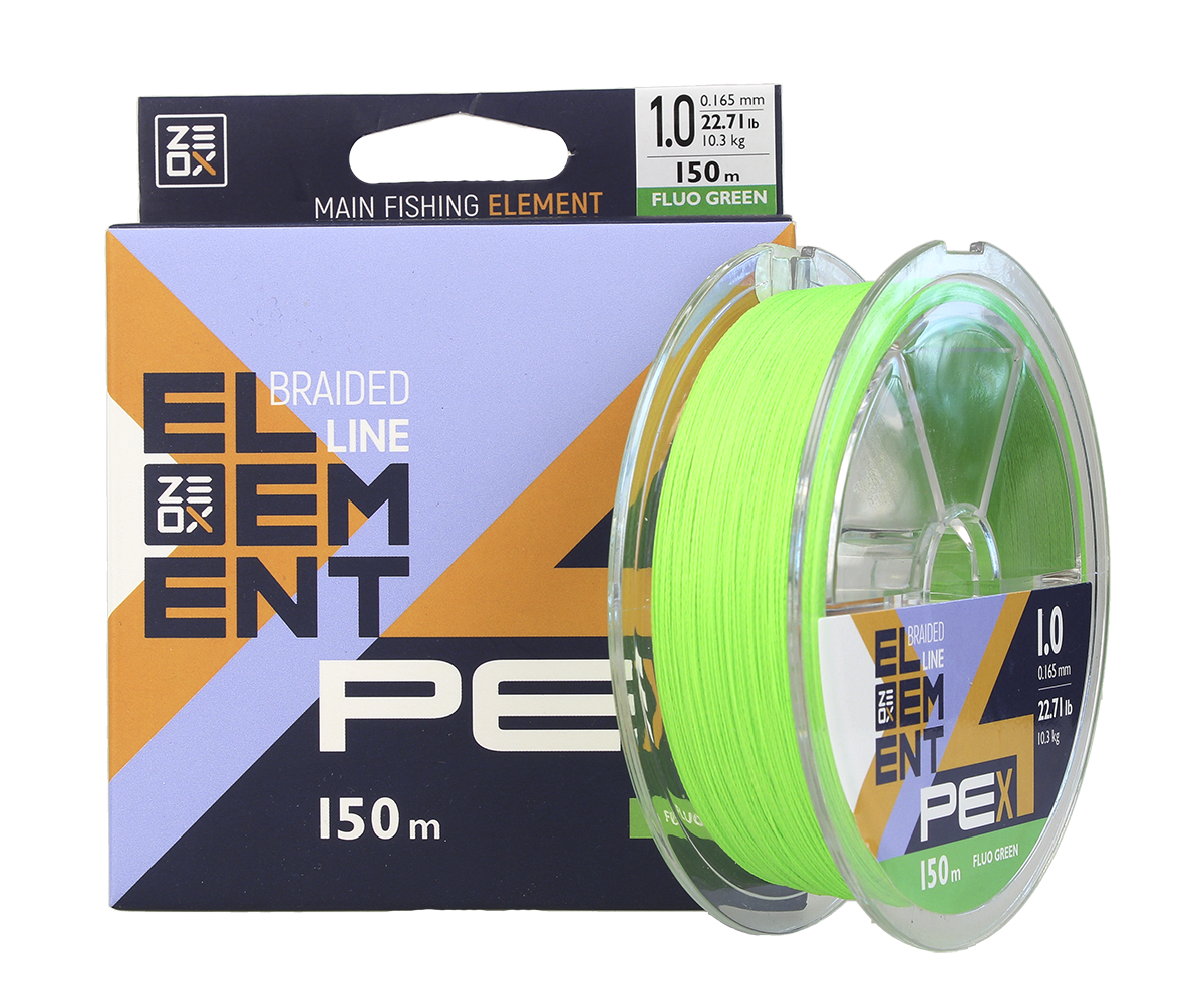 Шнур ZEOX Element PE X4 Fluo Green 150м #0.6, фото 1