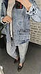 Жіночий джинсовий костюм-двійка | Куртка + штани | Демісезон | Блакитний, графіт, фото 9