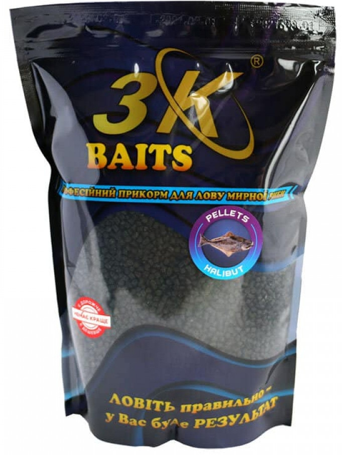 Pellets 4мм HALIBUT. Пеллетс халібут (палтус) 3KBaits 0,8 кг, фото 1