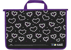 Папка портфель А4 з ручками "Серця", MX30056 MAXI