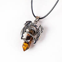 Подвеска-кулон Летучая мышь Тигровый глаз со шнурком (4,3 см), Кулон-Талисман с камнем