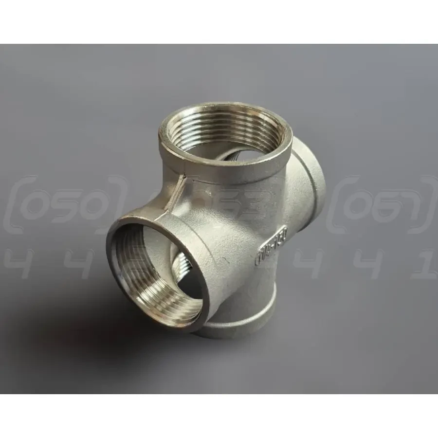 Хрестовина різьбова н/ж сталь Ду32 (1"1/4) AISI304, рівнопрохідна, внутрішня різьба BSPP, Class 150, фото 1