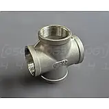 Хрестовина різьбова н/ж сталь Ду32 (1"1/4) AISI304, рівнопрохідна, внутрішня різьба BSPP, Class 150, фото 2