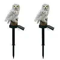 Комплект садових світильників на сонячній батареї "Сова" (2 шт.) — вуличний ліхтар для газону, клумб, двору, доріжок, IP65