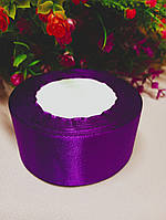 Атласна стрічка 4 см. Довжина рулону 23 м. Фіолетовий