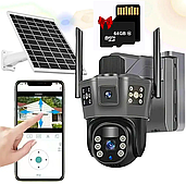 IP-камера V36 4К 4G Інтернет Вологозахист 8.0 МП із віддаленим доступом вулична із сонячною панеллю CAM 903