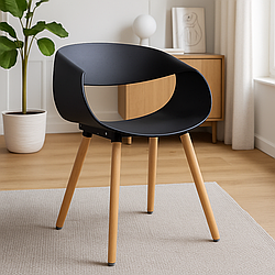 Дизайнерський обідній стілець модерн Берта чорний - пластик + дерев'яні ніжки бук