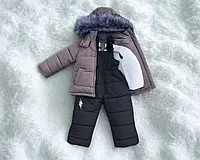 Детский зимний комплект (куртка+штаны) "Коричневый" 86-92см