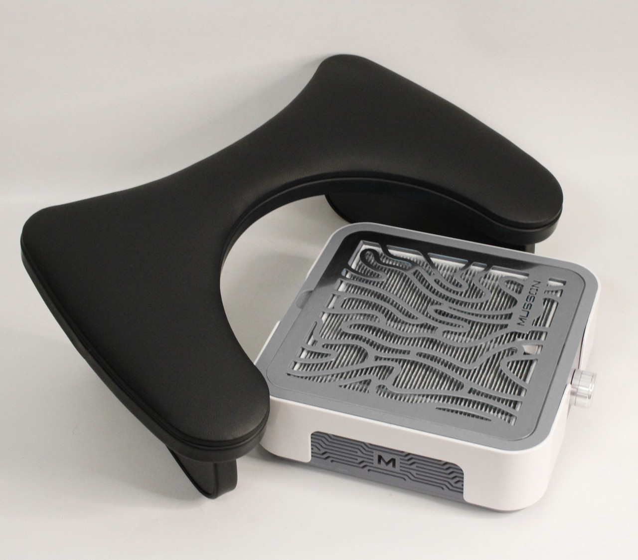 Набір для майстра манікюру: манікюрна витяжка MUSSON X2 Graphite і похилий підлокітник MrHelix Чорний, фото 1