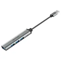 USB-хаб Vention USB-4x USB 3.0 5 Гбіт/с USB-A металевий 0.15 м Сірий (CKPHB)