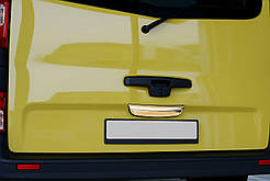 Хром планка над номером (нижня, нерж) Без напису, OmsaLine - Італійська нержавійка для Opel Vivaro 2001-2015 рр