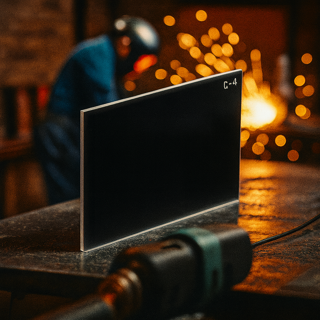 Світлофільтр зварювальної маски Євро С-4 (9-10 DIN) 90/110 мм ТІСС, фото 1