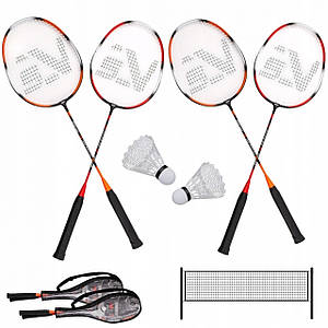 Набір для бадмінтону SportVida Pro 4 шт ракетки + 2 шт. волани + сітка SV-SE0003