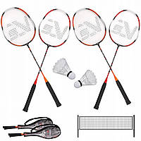 Набір для бадмінтону SportVida Pro 4 шт ракетки + 2 шт волани + сітка SV-SE0003