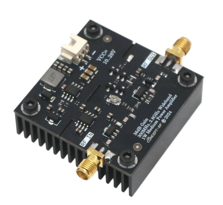 Підсилювач потужності 300MHz-2,8GHz 1W 36dB, RF signal POWER AMP, 10-28V, SMA-female