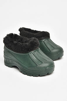 Галоші дитячі на флісі темно-зеленого кольору 205323M