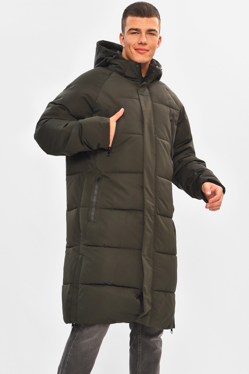 Куртка чоловіча подовжена єврозима темно-зеленого кольору 205012P, фото 1