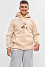 Худі чоловіче на флісі світло-бежевого кольору з принтом 205038P, фото 2
